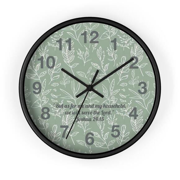 Leaf Background Wall Clock, Bible Verse Home Decor - Picture 2 of 5
